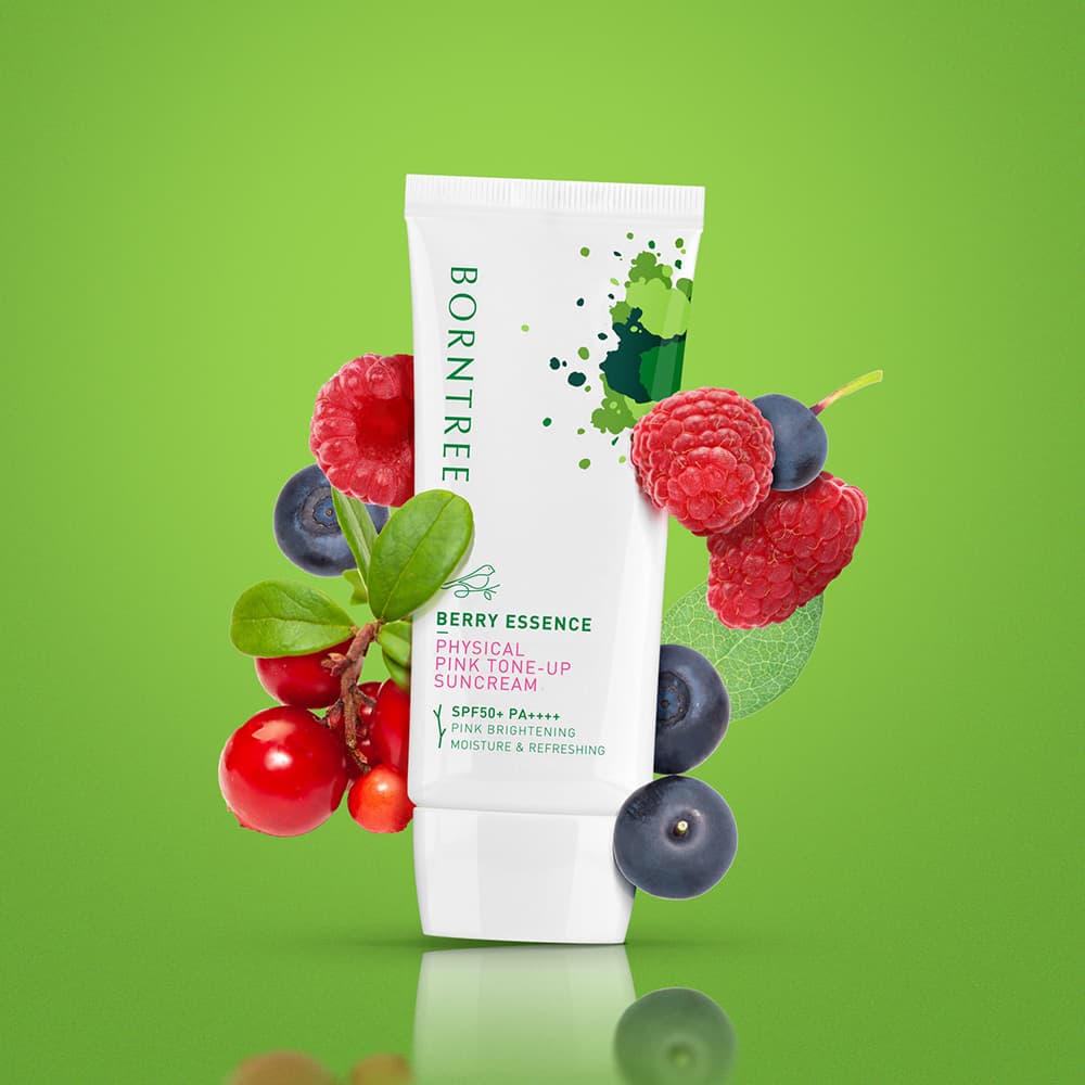 BORNTREE BERRY ESSENCE PHYSICAL PINK TONE-UP SUNCREAM SPF50+ PA++++ / 50ml