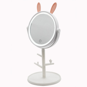 Creative Cute Modern Mirror Makeup, USB Touch White LED Vanity Makeup Mirror, Portable Smart LED Round Makeup Mirror With Light