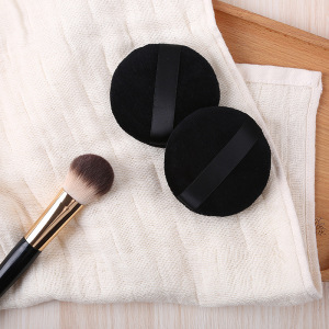 Custom Logo Black color Makeup Powder puff Soft Talc Cotton Cosmetic Puff for Baby Loose Powder
