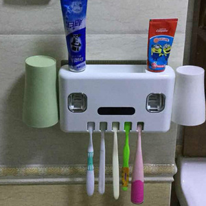 Family Use Electric Toothbrush holder USB  with Two Toothpaste Dispenser Automatic for Bathroom