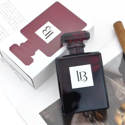 Lancy Beauty Flat Shoulder Empty Perfume Bottle Brown Square Glass Bottle with Custom Logo Carbon Box