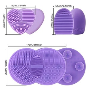 Makeup Brush Cleaner Set of 3 Mini Cosmetic Brush Cleaner Silicone Mat Portable Washing Tools