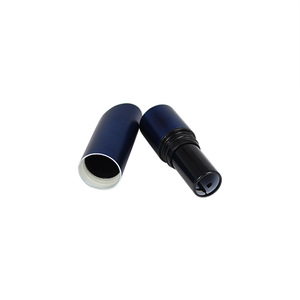 matte blue plastic lipstick tube with screw cap