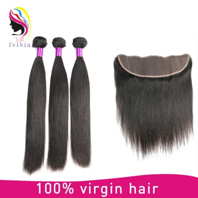 Natural Color Straight Brazilian Remy Human Hair Weave with Closure