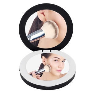 New Arrival magnifying Compact powerbank Mirror Pocket Light up LED Makeup mirror 3000mAh Rechargeable