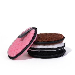 Private Label Custom Logo 12Cm Diameter Soft Microfiber Cleaning Cosmetic Removal Face Wash Makeup Remover Towel Pad