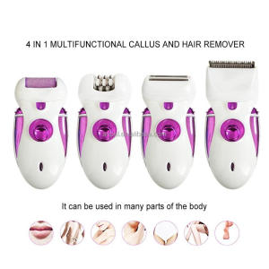 Rechargeable 4 in 1 Lady Epilator with Epilator Shaver and Pedicure Function