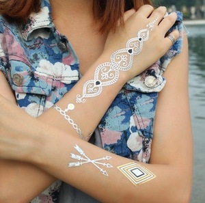 Shimmer Gold and Silver Temporary Tattoos for women and girls body art stickers