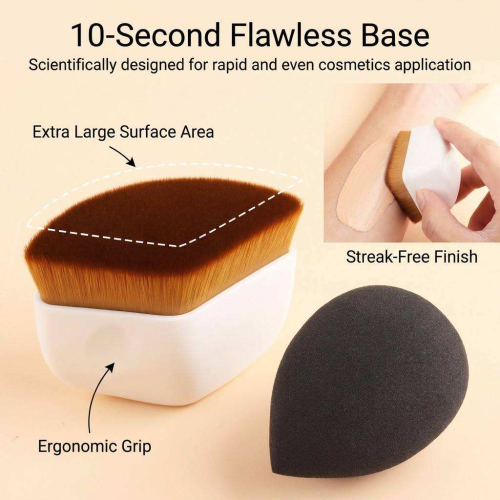 Professional Kauki Foundation Brush Makeup Sponge Set Custom Logo Flat Top Foundation Kabuki Brushes Makeup Sponge Blender Set