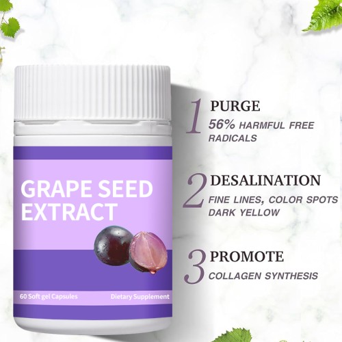 Private Label Grape Seed Extract Soft Capsule 60pcs Factory Supply Support Sample