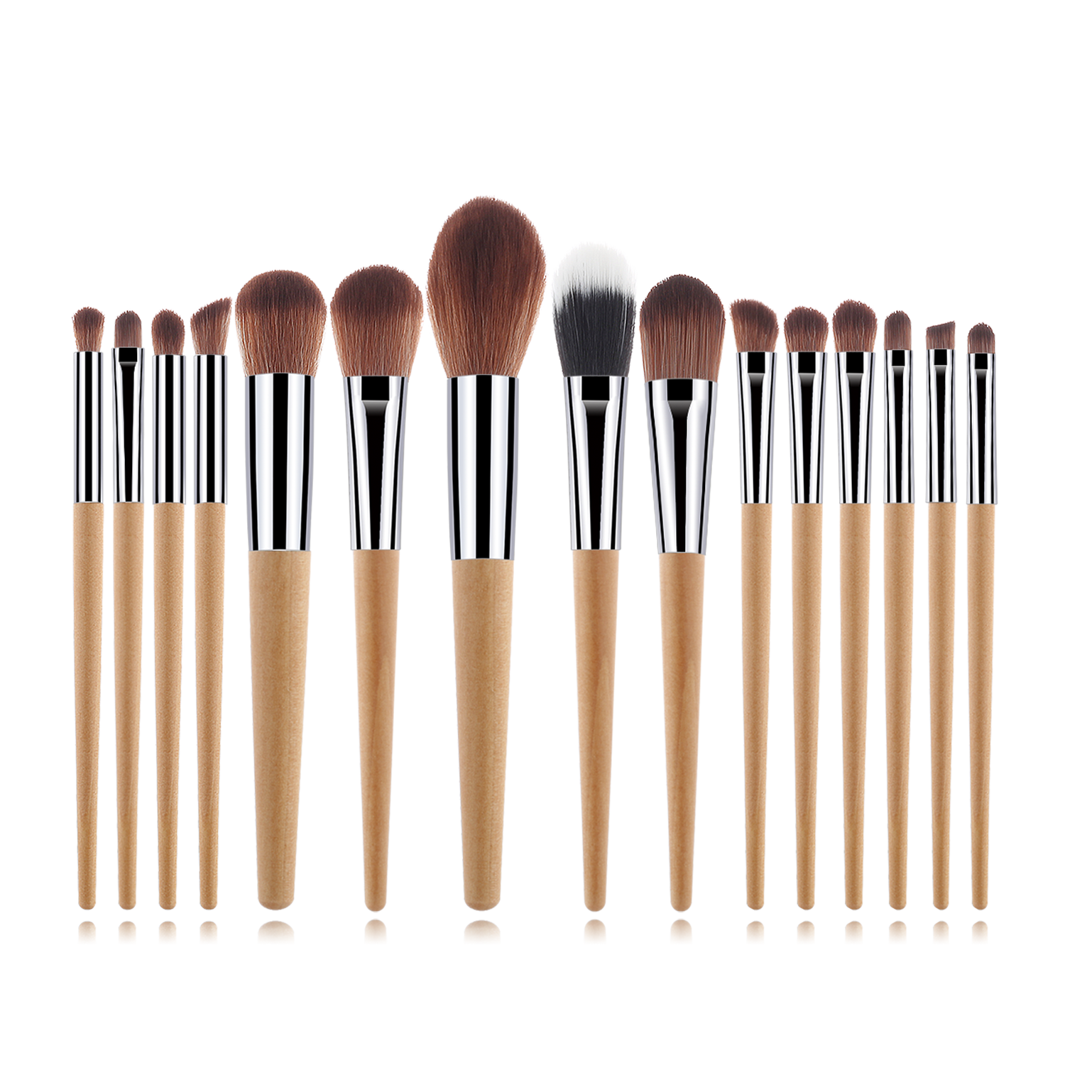 15pcs/set Customized Wood Handle Nylon Wool Makeup Brush Set Makeup Eyeshadow Foundation Brush Set