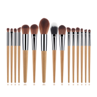 15pcs/set Customized Wood Handle Nylon Wool Makeup Brush Set Makeup Eyeshadow Foundation Brush Set