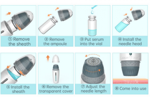 Hydra Microneedle Stamp H24 – Derma Roller Stamp With 5ml Refillable Applicator for Face Serum