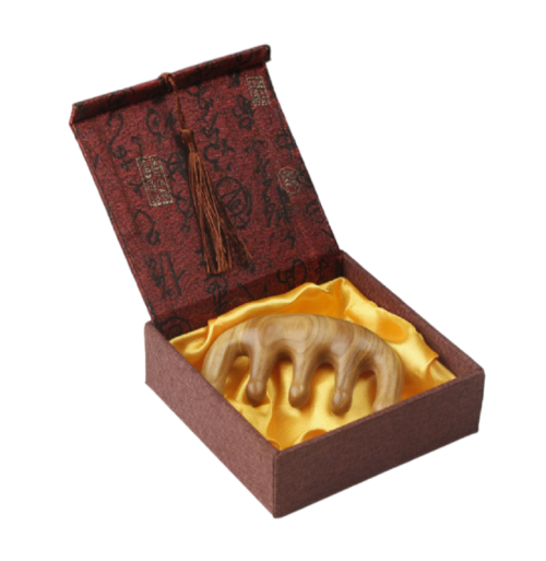 Hot Sell  Green Sandalwood Massage  Comb Song Brocade Box Set Gift