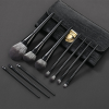 Wholesale Custom Private Label 10 Pcs Matte Black Makeup Brush Set Soft Synthetic Hair Powder Contour Eyeshadow Brushes in Bulk