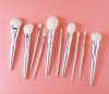 Professional 19pcs Makeup Brush Set with Silver Electroplated Handle Premium Synthetic Hair Cosmetic Brushes for Private Label Customization