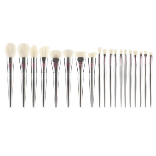 Professional 19pcs Makeup Brush Set with Silver Electroplated Handle Premium Synthetic Hair Cosmetic Brushes for Private Label Customization