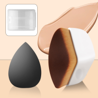 Professional Kauki Foundation Brush Makeup Sponge Set Custom Logo Flat Top Foundation Kabuki Brushes Makeup Sponge Blender Set