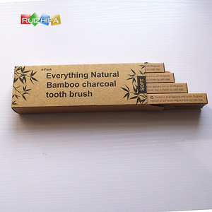 100% Biodegradable eco bamboo toothbrush with charcoal bristle toothbrush,private label black bamboo toothbrush