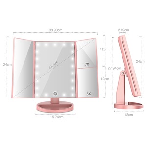 1X/5X/7X Magnification Standing Desktop Cosmetic Trifold Vanity 21 Lighted Makeup Mirror LED