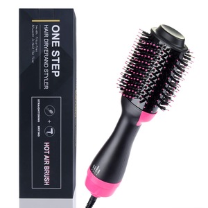 2-in-1 One Step Hair Dryer & Volumizer Negative Ion Straightening Brush Salon Hot Air Paddle Styling Hair Dryer Rotating Brush