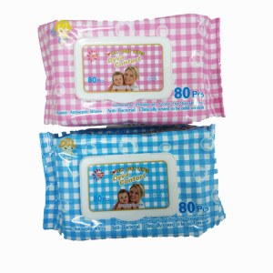 Alcohol Free and Cleaning use Baby Wet Tissue Paper Non-woven 80pcs Per Bag Pear Type Plain Type 15*20cm