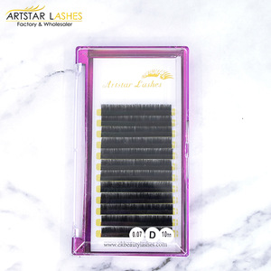 Beauty Products 5D Silk Custom Packing Korean PBT Fiber/Faux Mink /Synthetic Hair Individual Volume Eyelash Extension Own Brand