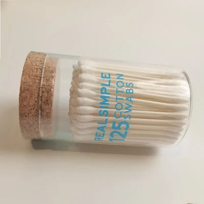 Customised Eco-Friendly Glass Bottle Hygienic Wooden Cotton Swabs