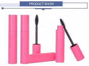 Empty plastic cosmetic mascara tube with silicone brush