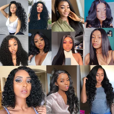 Factory Wholesale Full Frontal Closure Lace Wig Cuticle Aligned Brazilian Virgin Hair 150%180% Density HD Transparent Lace Front Human Hair Wig for Black Woman