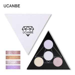 Hot sale UCANBE Triangle Glitter Eyeshadow Palette Holographic Shade Eye Lip Face Makeup Shimmer Shine Powder Nude Eye Shadow