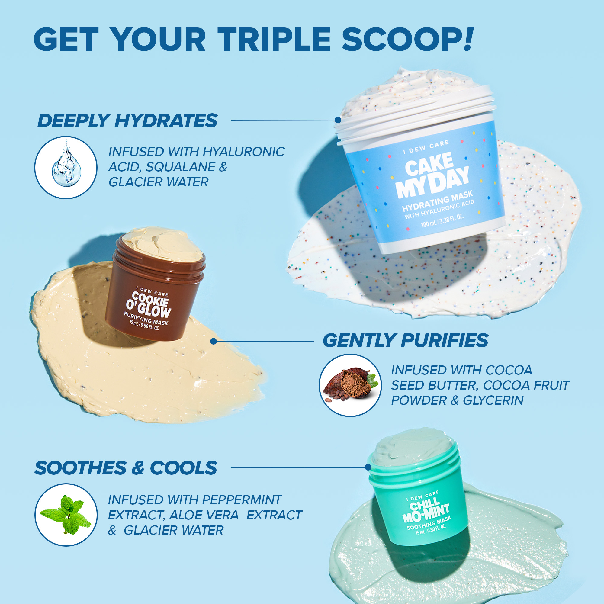 I DEW CARE Wash Off Face Mask Set - Sundae Scoop 