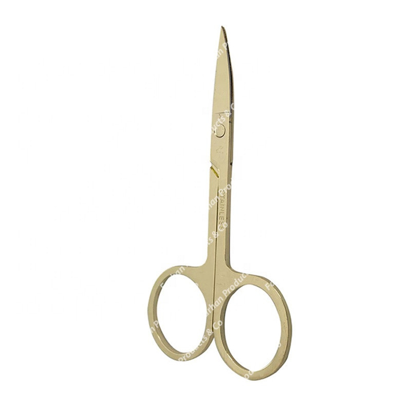 Light gold Nail Scissor Manicure For Nails Eyebrow Nose Eyelash Cuticle Scissors Curved Makeup Tools