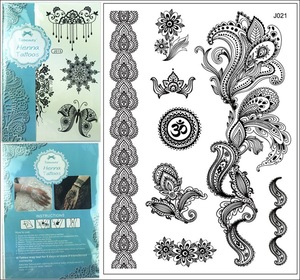 Newest Design 1pc Black Temporary Flash Henna Lace Tattoos Sticker Fashion Jewelry Lace Tattoo j021