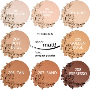 Phoera Waterproof Oil Control Matte Sheer Fixing Weightless Powder Foundation Makeup Facial Compact Pressed Powder