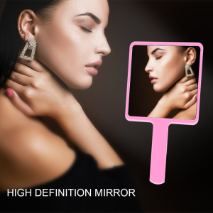 Portable custom plastic square mini pocket hand-held cosmetic mirror handheld mirror with handle