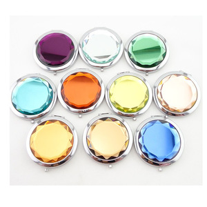 Promotional Crystal Mirror/Foldable Round Compact Mirror/Small Metal Makeup Pocket Mirror