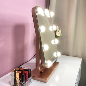 Smart Touch Screen Dimmable 9 Bulbs Desktop Hollywood Led Makeup Mirror