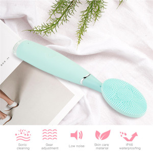 Topacme Handheld Sonic Facial Cleansing Brush IPX7 Waterproof Silicone Facial Brush