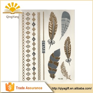 Traditional gold flash temporary body jewelry tattoo for wedding decoration