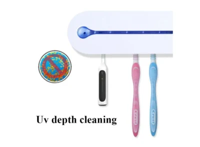 Wall Mounted Electric Toothbrush Holder UV Light Toothbrush Sterilizer Rack with Automatic Toothpaste Dispenser