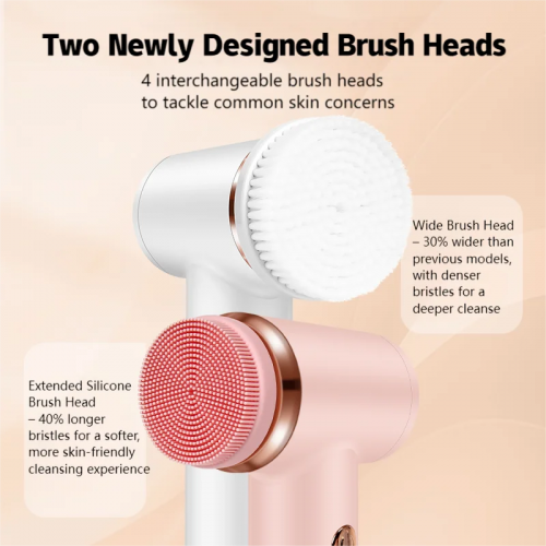 4-in-1 Electric Facial Cleansing Brush Waterproof Rechargeable Soft Silicone Rotating Massager Deep Pore Cleaner Beauty Tool