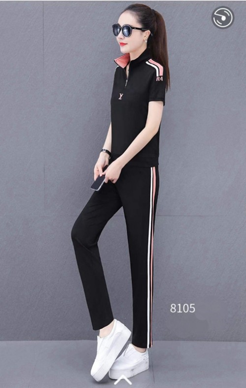 Monisa Leisure Sports Suit Female Summer Korean Version 2022 Women's Slim Trousers Sportswear Summer Short Sleeve Two Sets Of  Tide