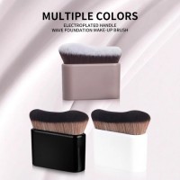 Wave-Shaped Foundation Brush with Electroplated Handle – Multi-Use Face & Body Makeup Brush for OEM Private Label