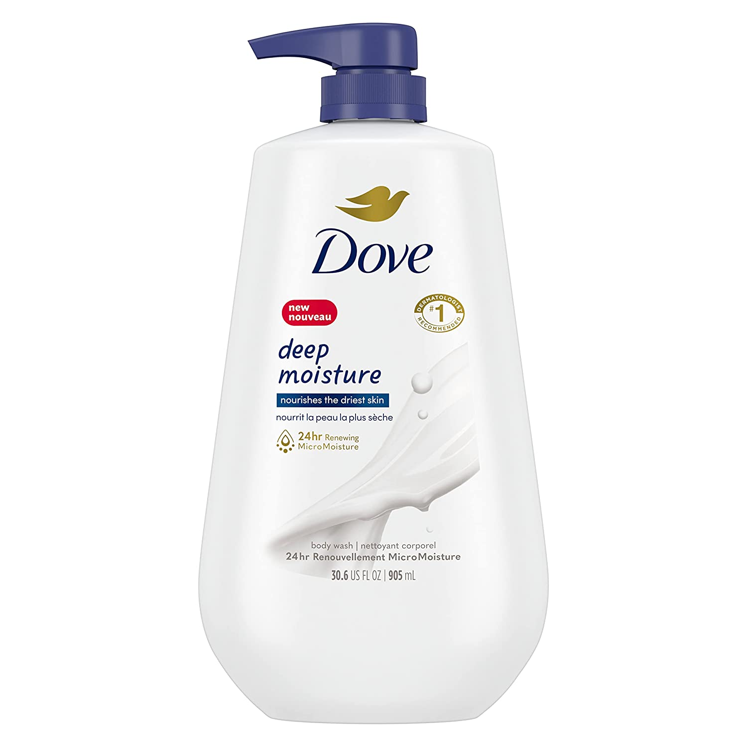 Dove Body Wash with Pump Deep Moisture for Dry Skin Moisturizing Skin 24Hr 30.6 Oz
