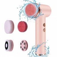 4-in-1 Electric Facial Cleansing Brush Waterproof Rechargeable Soft Silicone Rotating Massager Deep Pore Cleaner Beauty Tool