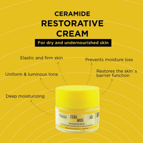 Restorative Ceramide Cream, 50ml: ForDry And Undernourished Skin. Prevents Moisture Loss, Restores The Skin Barrier, And Provides Deep Moisturization. It Promotes A More Uniform And Luminous Skin Tone. Contains Cermamide 3, Hyaluronic Acid, Niacinamide,