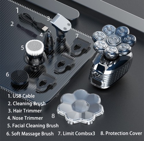 FANKE Waterproof Cordless Electric Shaver 5 in 1 Rechargeable Electric Shaver Wet and Dry Men's Grooming Kit