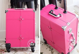 2015 New Arrival Factory Makeup Travel Outdoor Suitcase Makeup Box Cosmetics Box With LED Lamp Bulb Strip