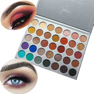 Custom high quality private label pressed matte 35 color eyeshadow palette with cardboard packaging